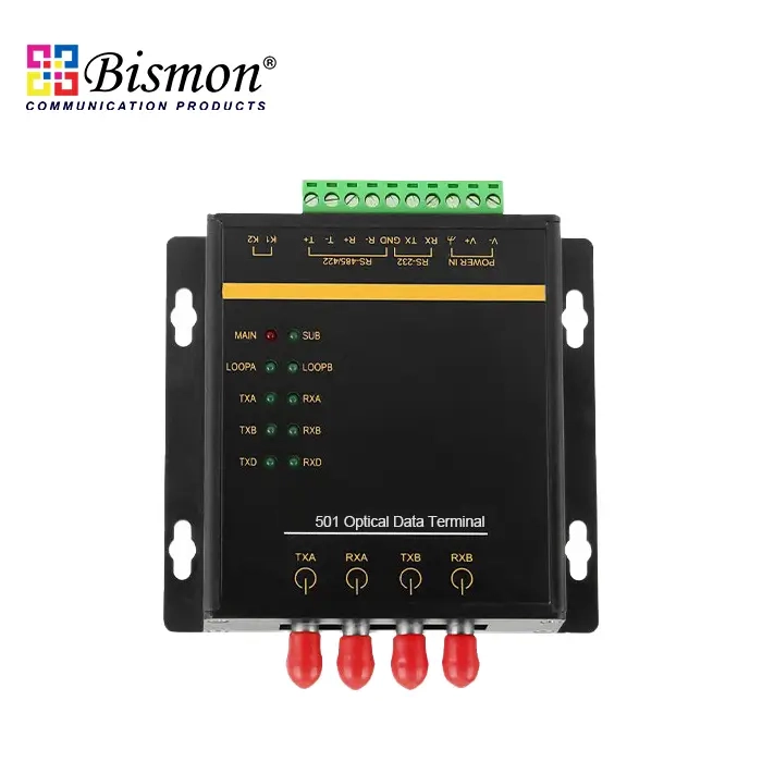 Industrial-Fiber-Converter-RS232-485-422-serial-port-2x100Base-FX-SM-20km-Dual-Ring
